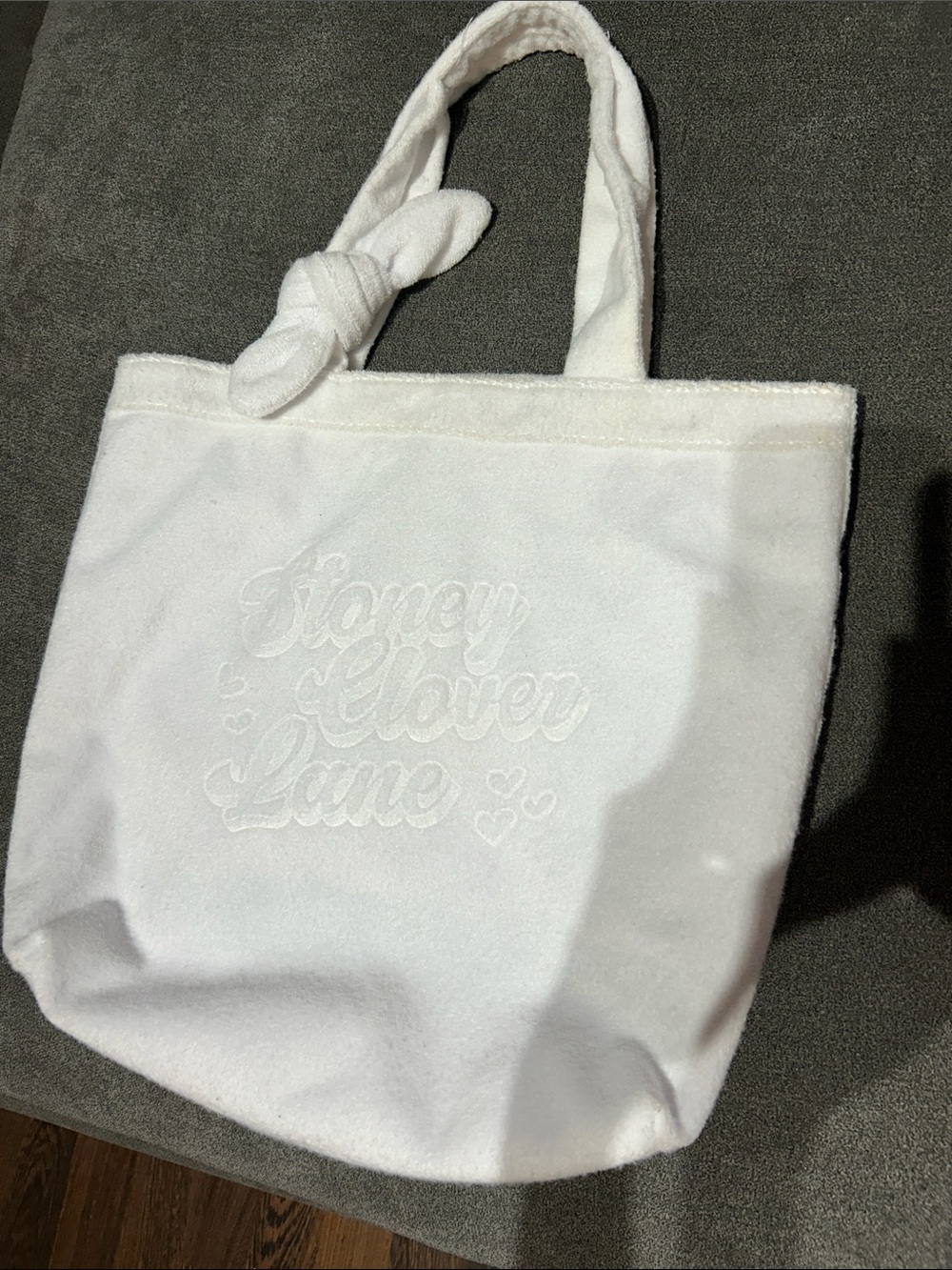 White Stoney Clover Lane Embroidered Tote